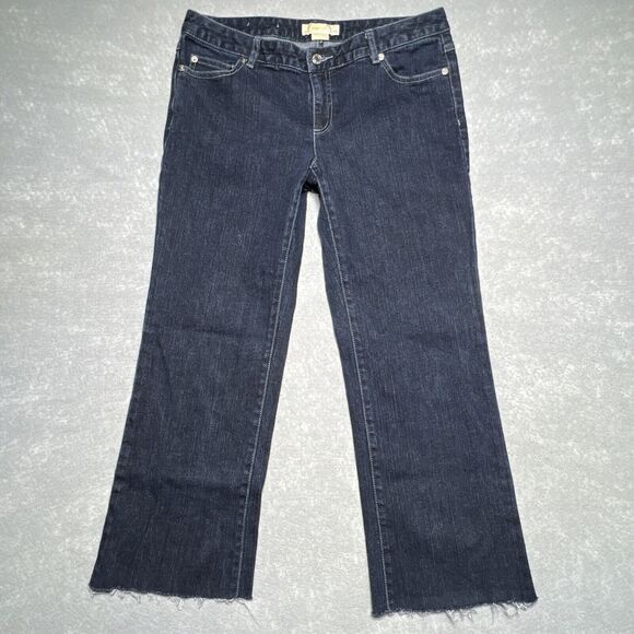 Michael Kors Blue Washed Flared Ankle Denim Jeans Raw Hem Stretch Women’s SZ: 10 - Picture 2 of 14